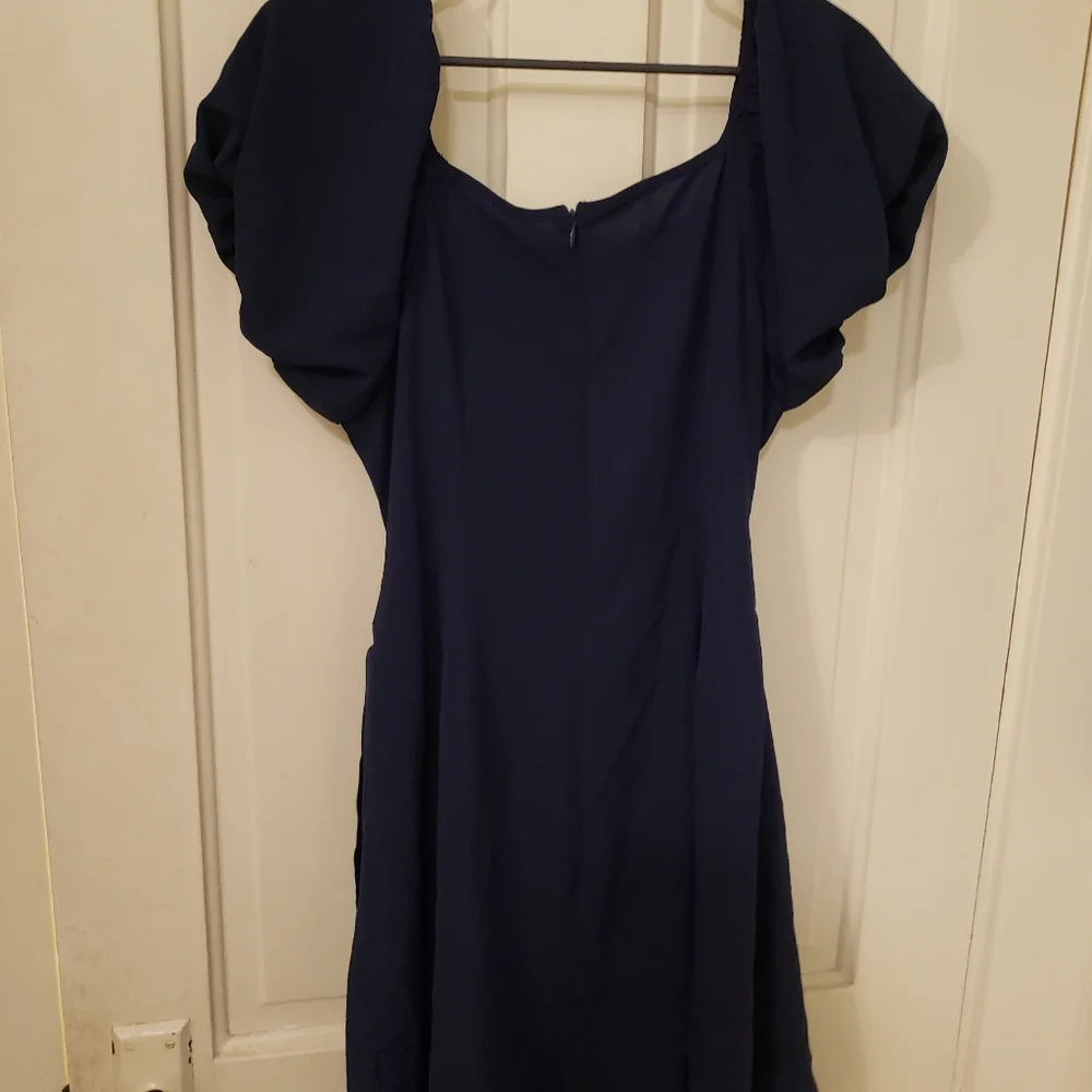 SAMPEEL Summer V Neck Wrap Puffy Sleeve Short Dress with Belt for Women - Picture 6 of 13